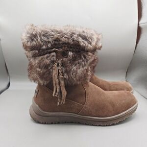 Minnetonka  Everett Faux Fur Leather Boot for Ladies, Dusty Brown Size 8M